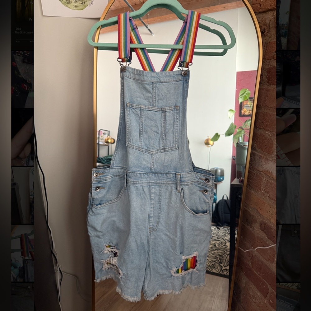 Target 🏳️‍🌈PRIDE🏳️‍🌈 Light Wash Denim Jumpsuit with Rainbow Straps